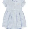 Polo Ralph Lauren Kids Dresses<Striped Knit Oxford Dress (Infant) Harbor Island Blue/White