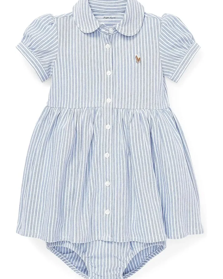 striped_knit_oxford_dress_0.webp Polo Ralph Lauren Kids Dresses<Striped Knit Oxford Dress (Infant) Harbor Island Blue/White