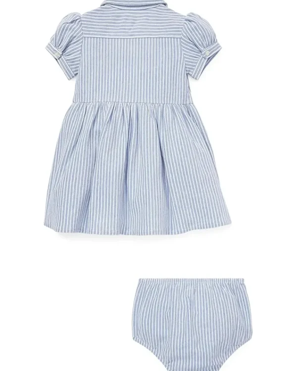 Polo Ralph Lauren Kids Dresses<Striped Knit Oxford Dress (Infant) Harbor Island Blue/White
