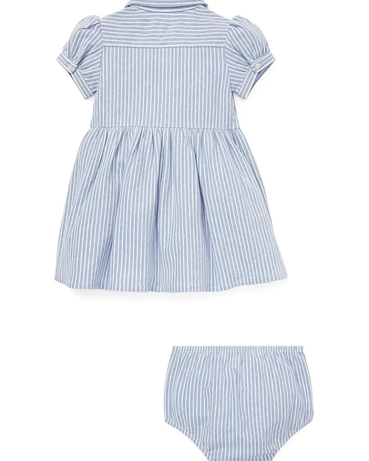 striped_knit_oxford_dress_1.webp Polo Ralph Lauren Kids Dresses<Striped Knit Oxford Dress (Infant) Harbor Island Blue/White