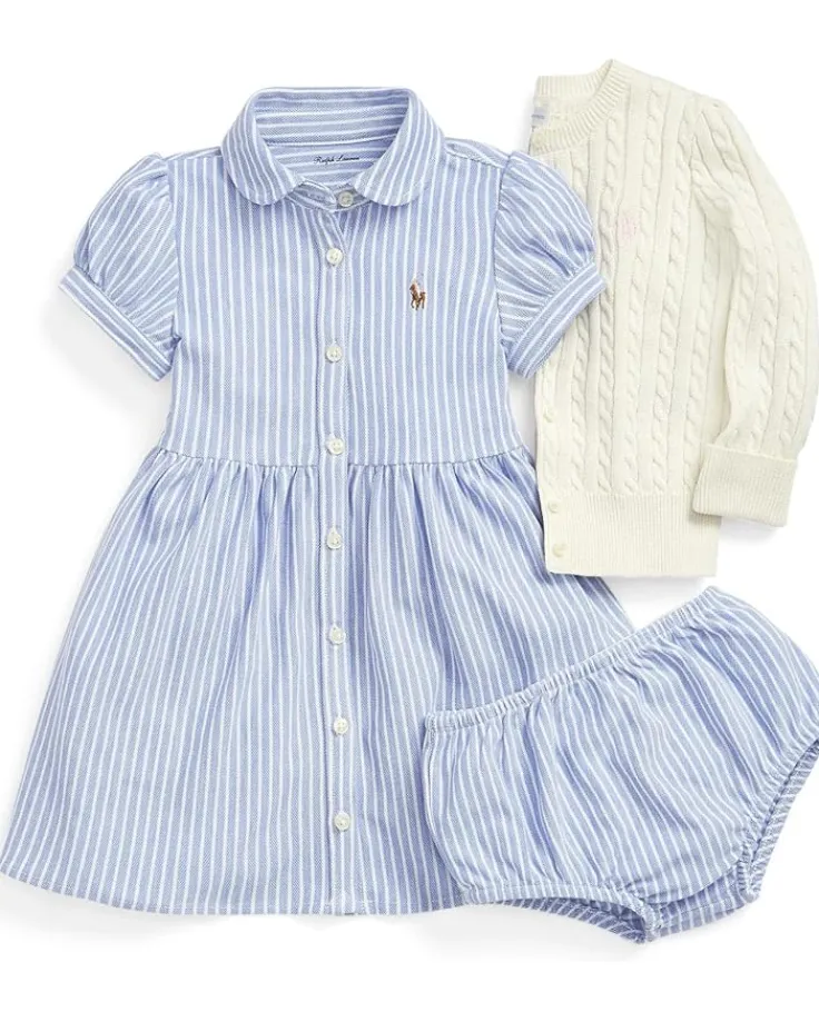 striped_knit_oxford_dress_2.webp Polo Ralph Lauren Kids Dresses<Striped Knit Oxford Dress (Infant) Harbor Island Blue/White