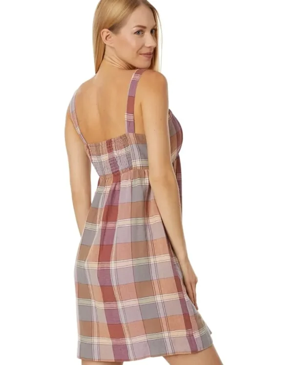 Lucky Brand Dresses<Striped Linen Cutout Babydoll Dress Dawn Pink Plaid