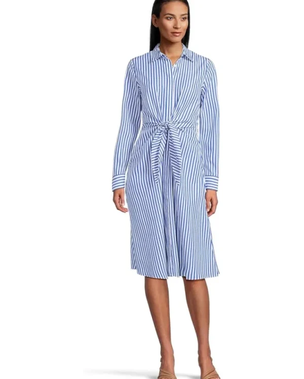 Lauren Ralph Lauren Dresses | Plus Size<Striped Tie-front Broadcloth Shirtdress Blue/White