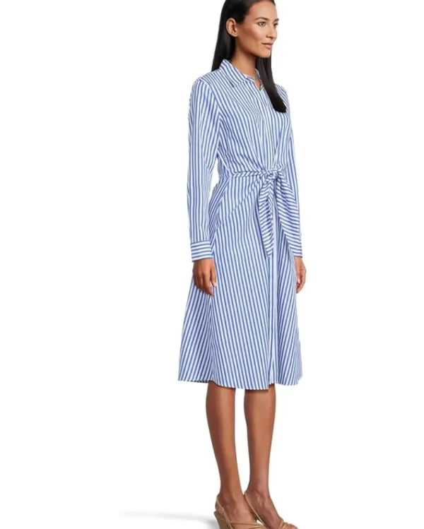 Lauren Ralph Lauren Dresses | Plus Size<Striped Tie-front Broadcloth Shirtdress Blue/White