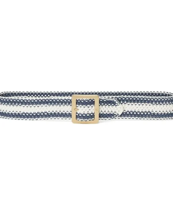 Lauren Ralph Lauren Belts<Striped Woven Wide Belt Refined Navy/Sft White/Lrn Tan