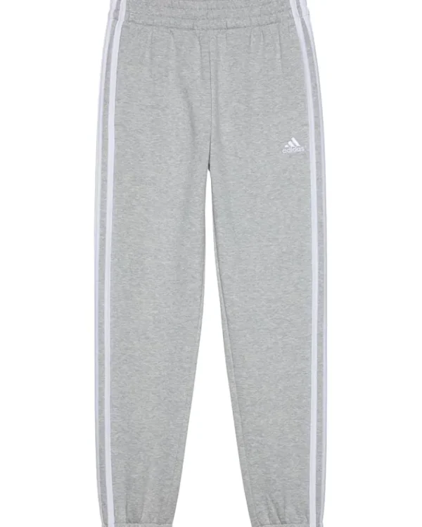 adidas Kids Pants<3-Stripes Cotton Fleece Joggers (Big Kid) Medium Grey Heather