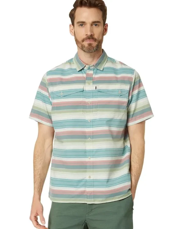 L.L.Bean Activewear | Shirts & Tops<SunSmart Cool Weave Woven Shirt Stripe Short Sleeve Deep Azure Stripe