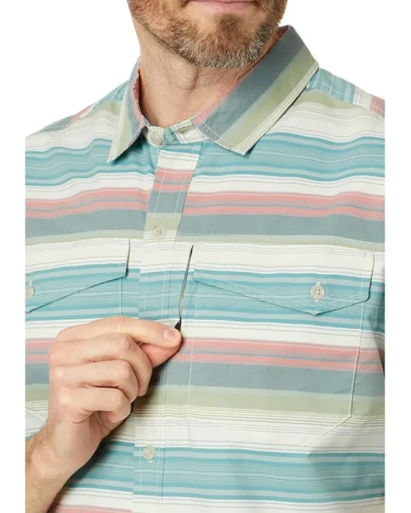 L.L.Bean Activewear | Shirts & Tops<SunSmart Cool Weave Woven Shirt Stripe Short Sleeve Deep Azure Stripe