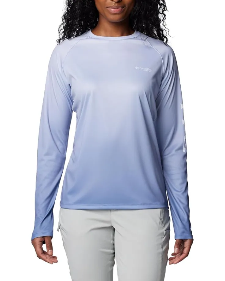super_tidal_tee_long_slee_0.webp Columbia Plus Size<Super Tidal Tee™ Long Sleeve Gulf Stream Basic Gradient