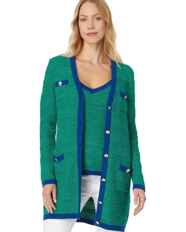 Lilly Pulitzer Plus Size<Tannery Sweater Set Deep Lagoon Moonlight Tweed