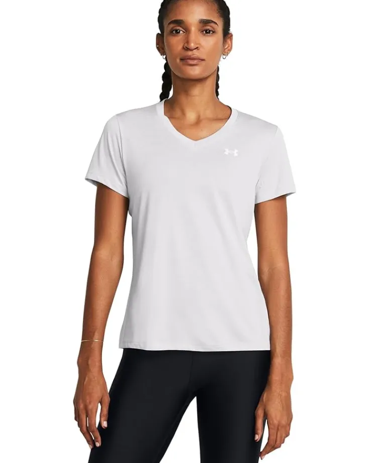 tech_short_sleeve_vneck_t_0.webp Under Armour Activewear | Shirts & Tops<Tech Short Sleeve V-Neck Twist Black/White