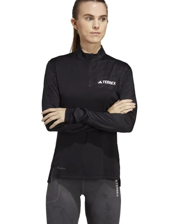 adidas Outdoor Shirts & Tops | Activewear<Terrex Multi 1/2 Zip Long Sleeve Tee Black