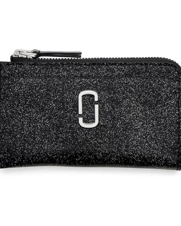 Marc Jacobs Wallets<The Coated Glitter Top Zip Multi Wallet Black