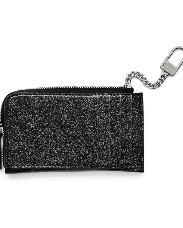 Marc Jacobs Wallets<The Coated Glitter Top Zip Multi Wallet Black