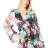 Bebe Jumpsuits & Rompers<Tie Front Floral Flutter Sleeve Romper Black/Pink