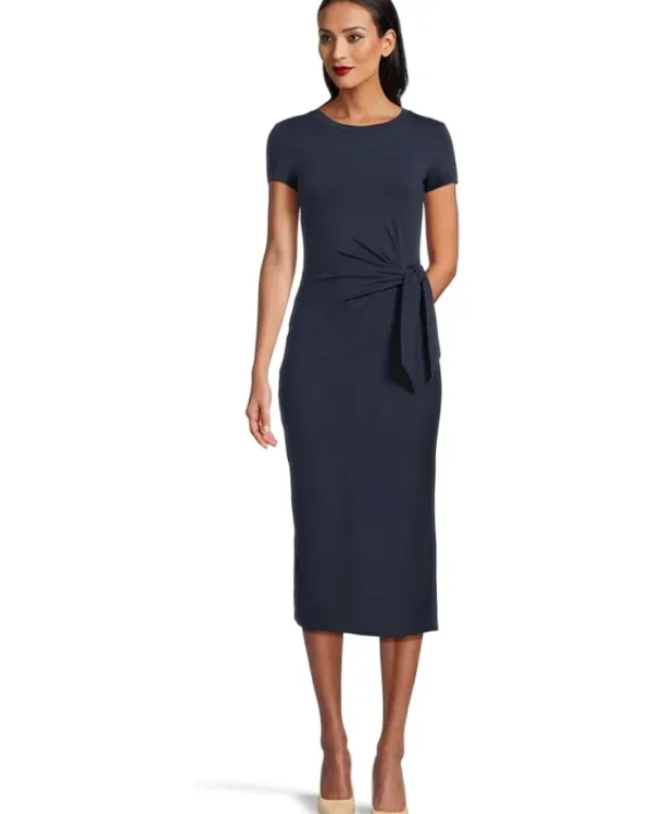 Lauren Ralph Lauren Dresses | Plus Size<Tie-front Jersey Short-sleeve Dress Refined Navy