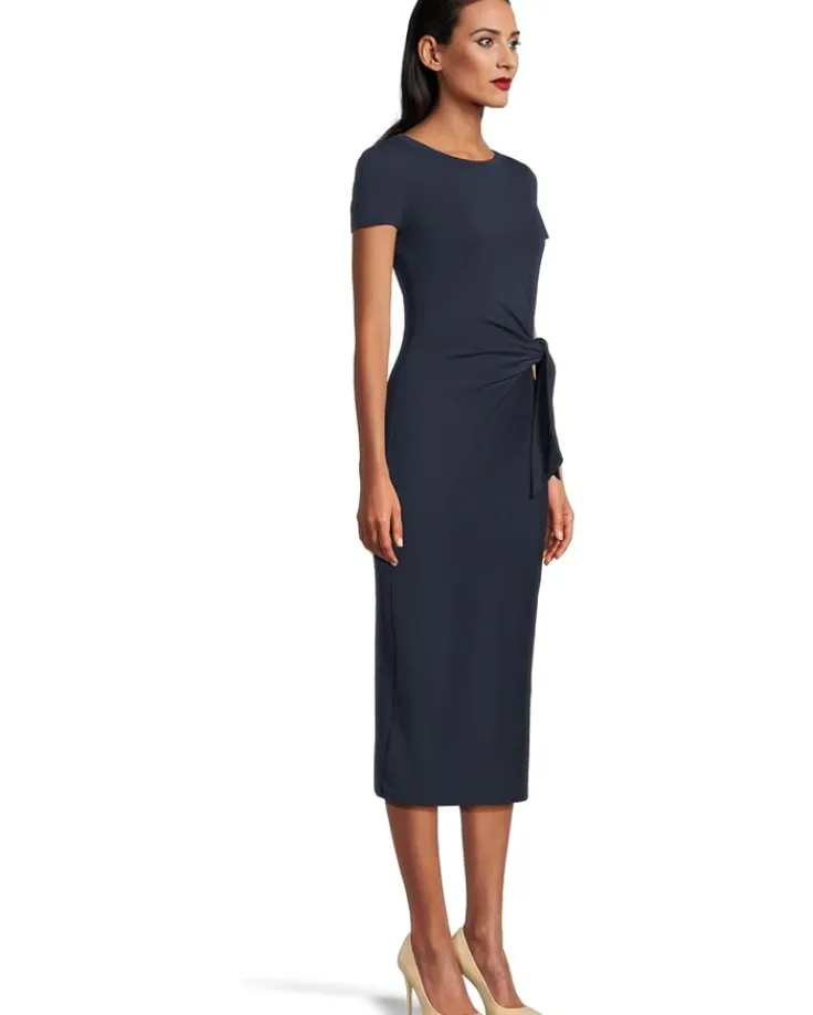 tiefront_jersey_shortslee_1.webp Lauren Ralph Lauren Dresses | Plus Size<Tie-front Jersey Short-sleeve Dress Refined Navy