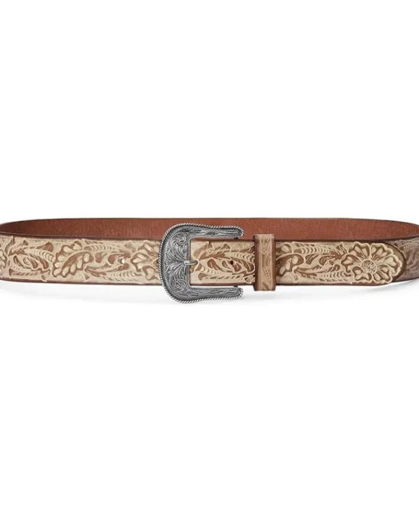 Lauren Ralph Lauren Belts<Tooled Burnished Leather Belt Tan/White Wash
