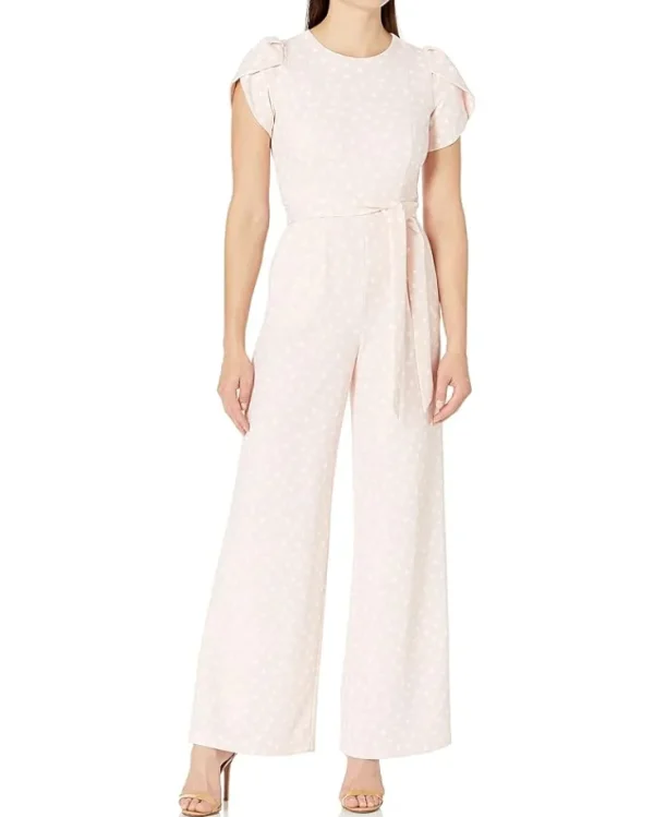 Calvin Klein Jumpsuits & Rompers<Tulip Sleeve Jumpsuit with Self Belt Petal/White