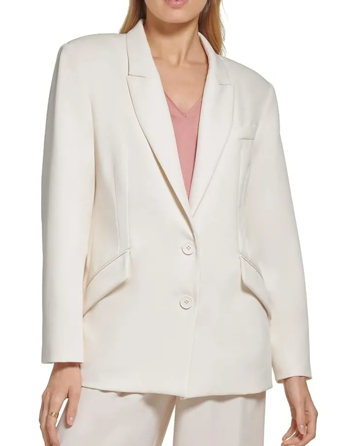 twobutton_peak_lapel_blaz_0.webp DKNY Coats & Outerwear<Two-Button Peak Lapel Blazer Eggnog