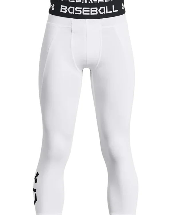 Under Armour Kids Shorts<Utility Slider 3/4 Slider Baseball Shorts (Big Kids) White/Black