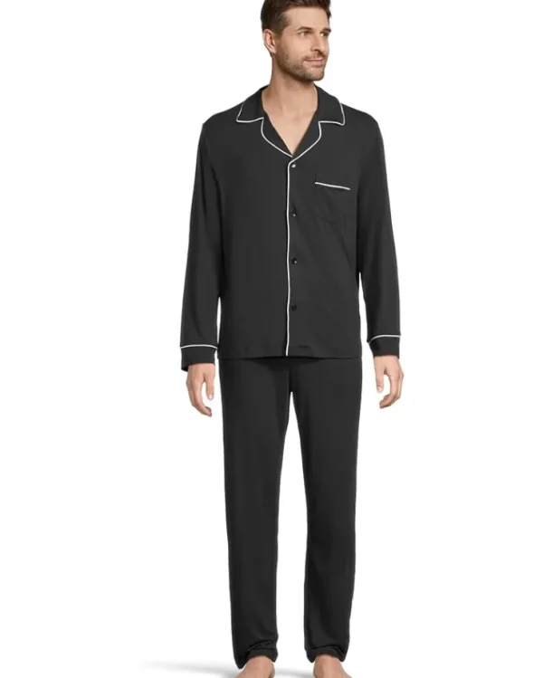 Eberjey Sleepwear<William - The Pajama Set Black/Ivory
