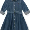 Polo Ralph Lauren Kids Belted Cotton Denim Shirtdress (Little Kids) | Kids Dresses