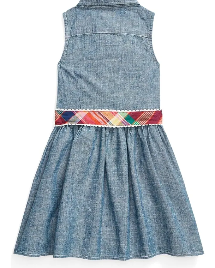 belted_indigo_chambray_sh_1.webp Polo Ralph Lauren Kids Belted Indigo Chambray Shirtdress (Toddler) | Kids Dresses
