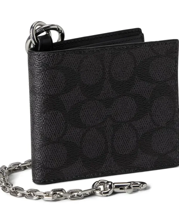 COACH Billfold Wallet With Chain In Signature Canvas | Bags