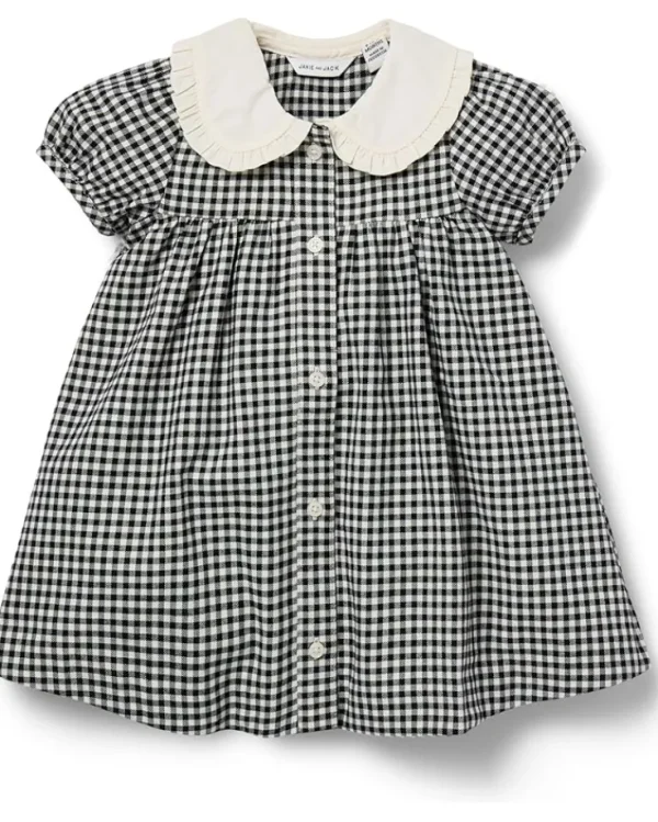 Janie and Jack Checked Collar Dress (Infant) | Kids Dresses