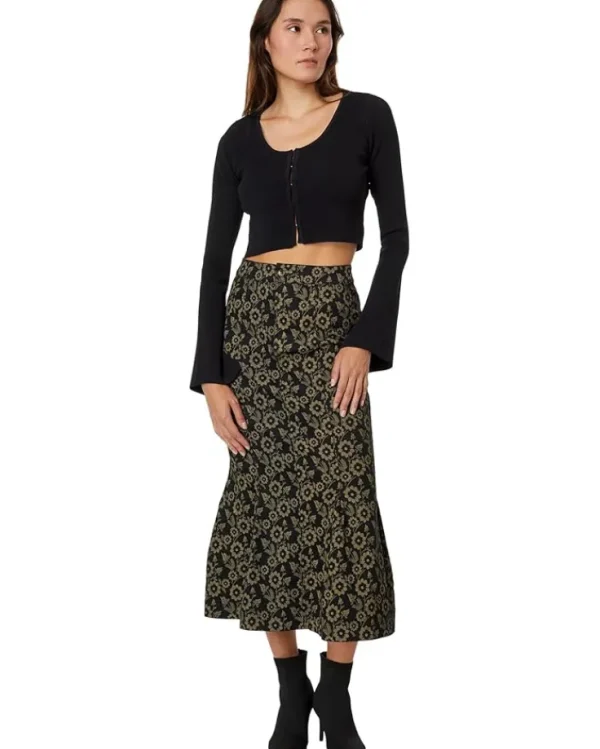 en saison Skirts<Flora Midi Skirt Black/Taupe
