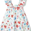 Janie and Jack Flutter Sleeve Floral Dress (Toddler/Little Kids/Big Kids) | Kids Dresses
