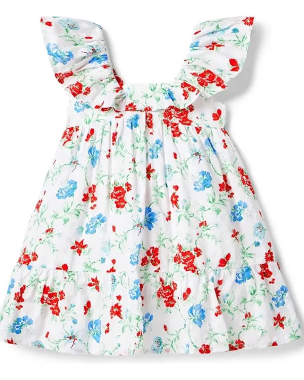 Janie and Jack Flutter Sleeve Floral Dress (Toddler/Little Kids/Big Kids) | Kids Dresses