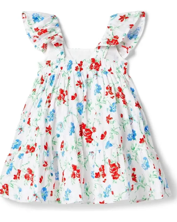 Janie and Jack Flutter Sleeve Floral Dress (Toddler/Little Kids/Big Kids) | Kids Dresses