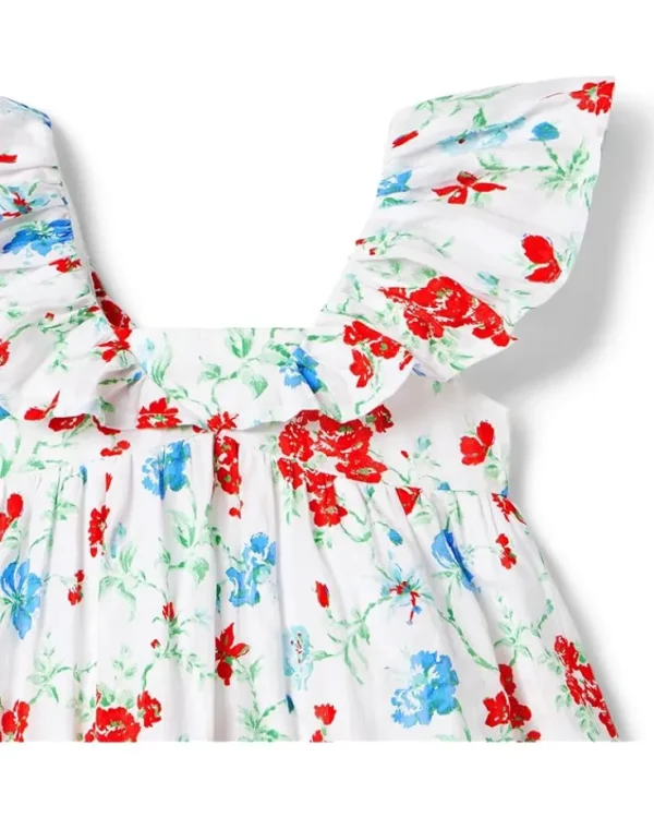 Janie and Jack Flutter Sleeve Floral Dress (Toddler/Little Kids/Big Kids) | Kids Dresses