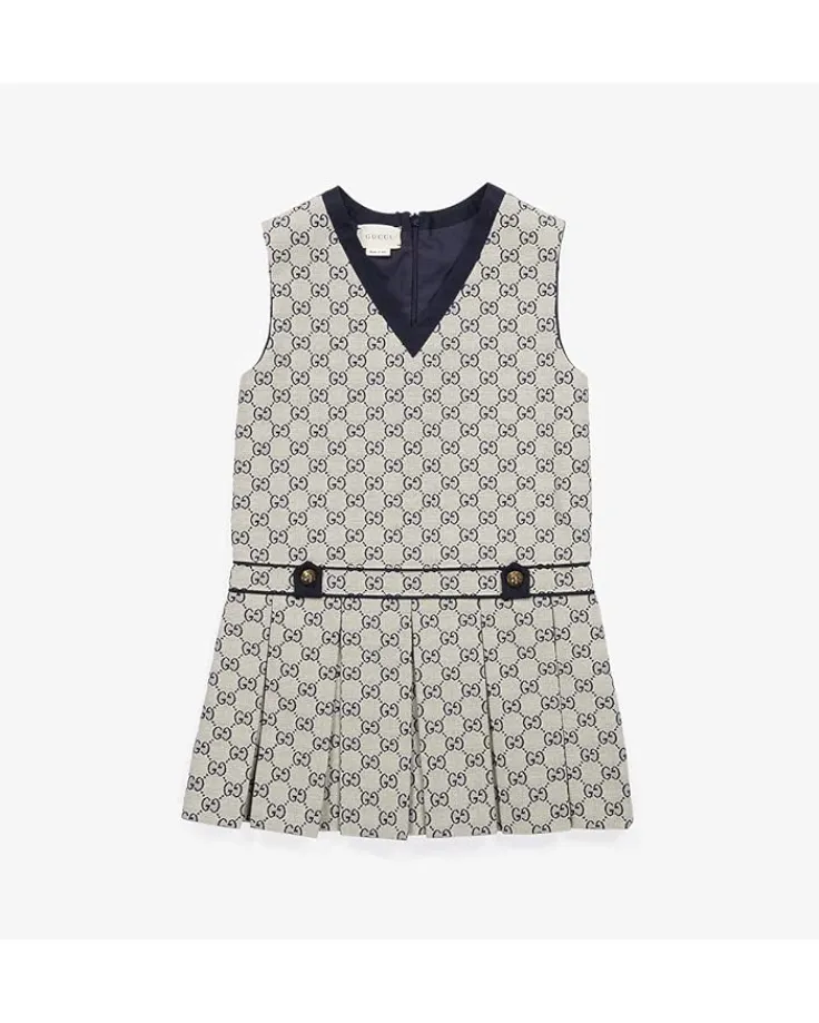 gg_canvas_sleeveless_dres_0.webp Gucci Kids GG Canvas Sleeveless Dress (Little Kids/Big Kids) | Kids Dresses