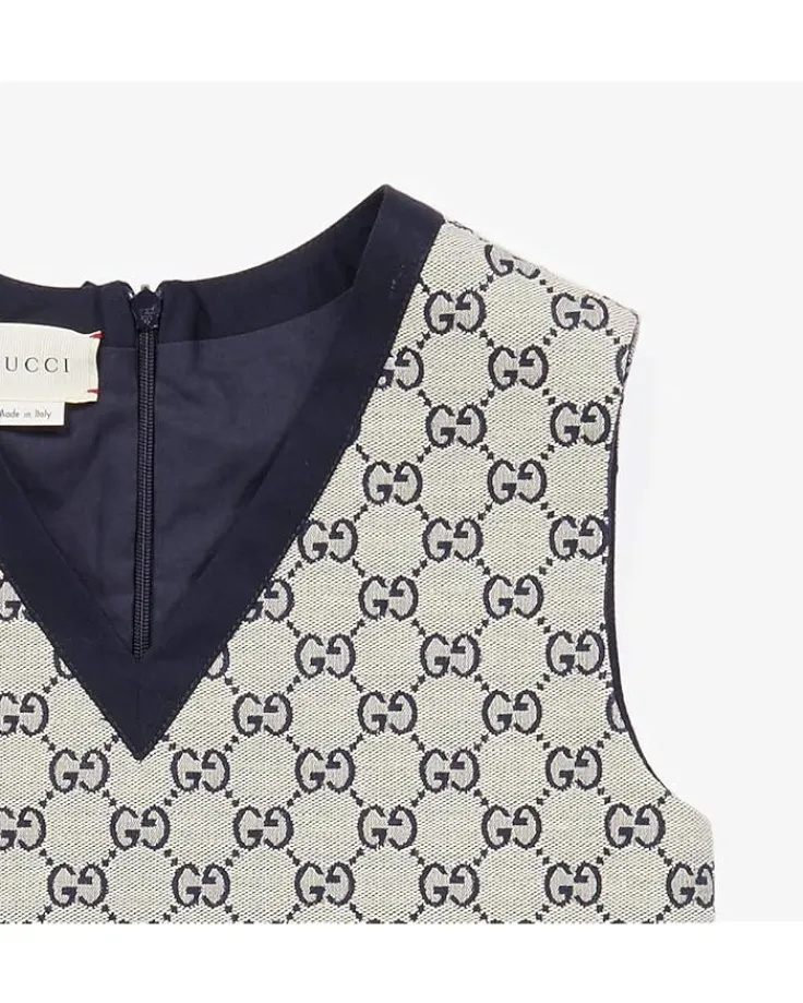 gg_canvas_sleeveless_dres_2.webp Gucci Kids GG Canvas Sleeveless Dress (Little Kids/Big Kids) | Kids Dresses