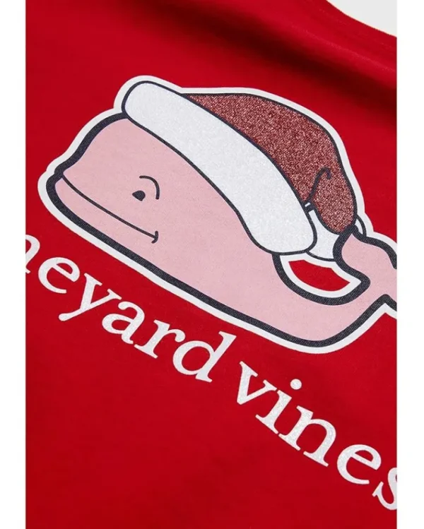 Vineyard Vines Kids Glitter Santa Long Sleeve Tee (Toddler/Little Kids/Big Kids) | Kids Shirts & Tops