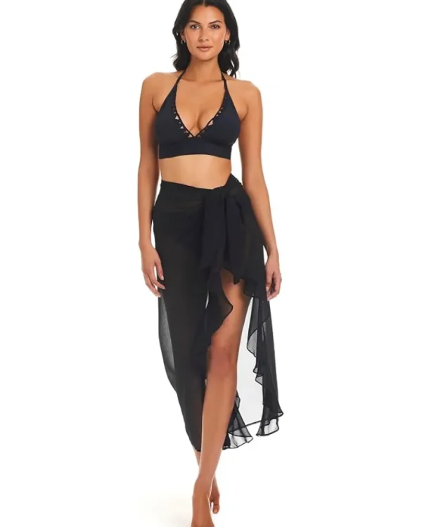 Bleu Rod Beattie Swimwear & Cover Ups<Gypset Long Ruffle Sarong Black