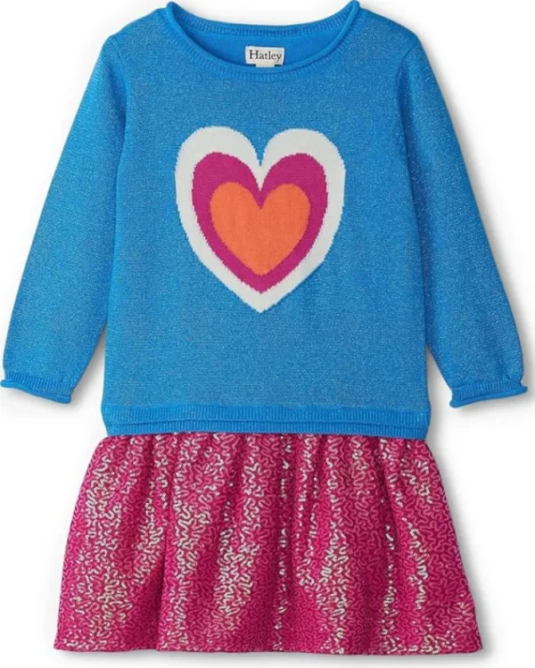 Hatley Kids Hearts Dropped Waist Sweater Dress (Toddler/Little Kid/Big Kid) | Kids Dresses