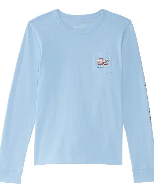 Vineyard Vines Ice Skater Long Sleeve Pocket Tee (Toddler/Little Kid/Big Kid) | Kids Shirts & Tops