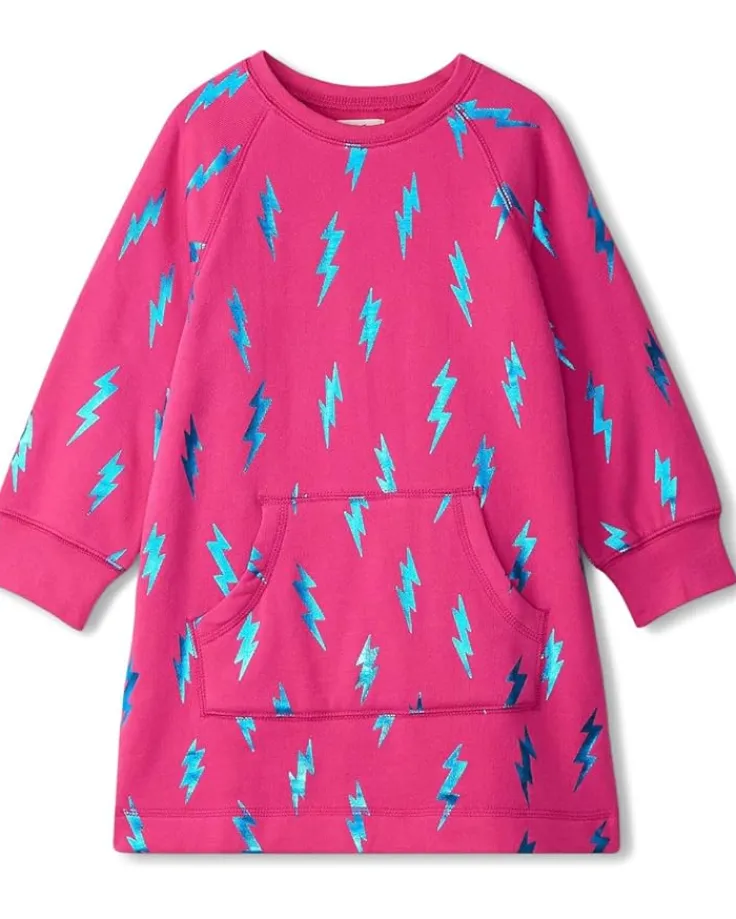 lightening_bolt_sweatshir_0.webp Hatley Kids Lightening Bolt Sweatshirt Dress (Toddler/Little Kid/Big Kid) | Kids Dresses