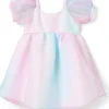 Janie and Jack Little Mermaid Organza Puff Sleeve Dress (Toddler/Little Kids/Big Kids) | Kids Dresses