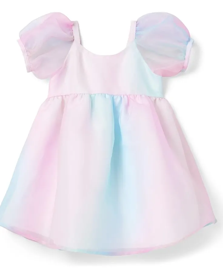 little_mermaid_organza_pu_0.webp Janie and Jack Little Mermaid Organza Puff Sleeve Dress (Toddler/Little Kids/Big Kids) | Kids Dresses