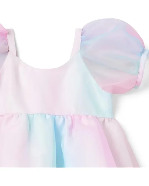 Janie and Jack Little Mermaid Organza Puff Sleeve Dress (Toddler/Little Kids/Big Kids) | Kids Dresses