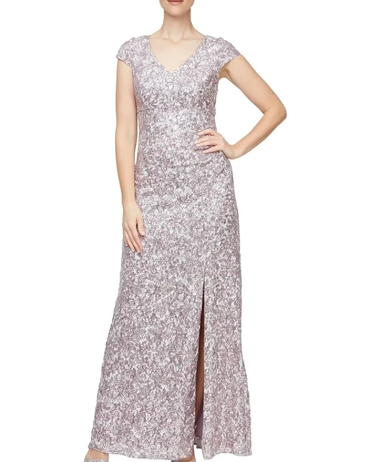 long_corded_lace_with_sur_0.webp Alex Evenings Long Corded Lace with Surplice Neckline | Women Plus Size | Dresses