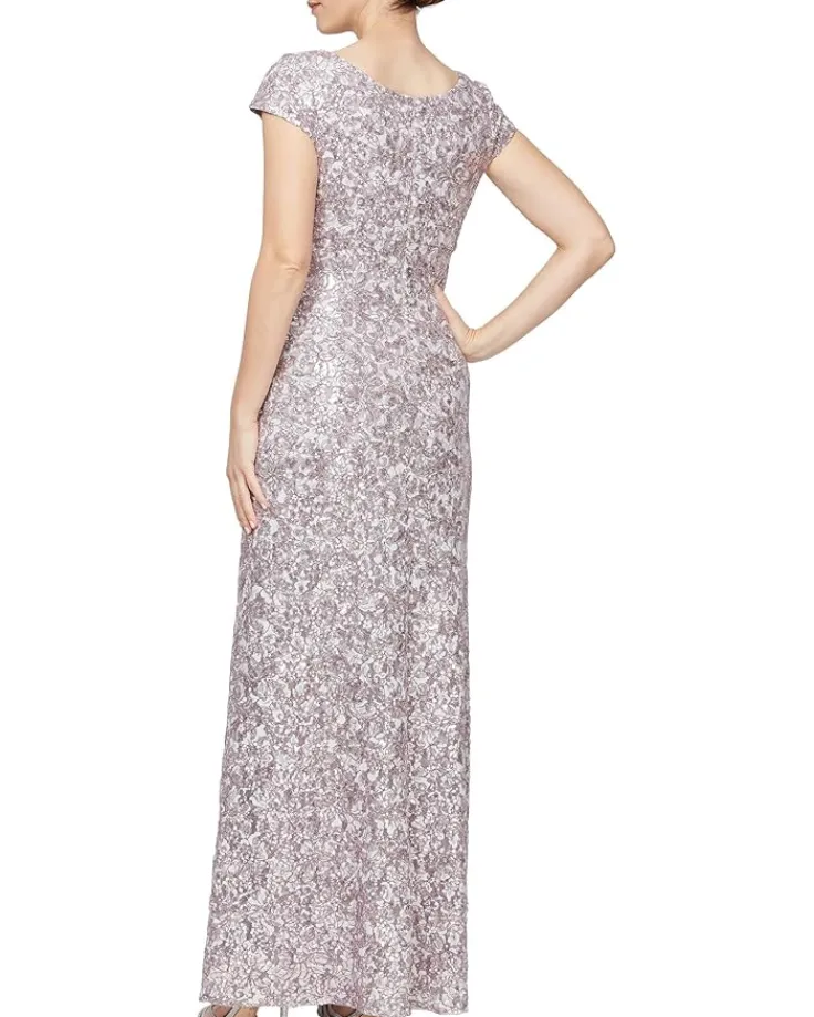 long_corded_lace_with_sur_1.webp Alex Evenings Long Corded Lace with Surplice Neckline | Women Plus Size | Dresses