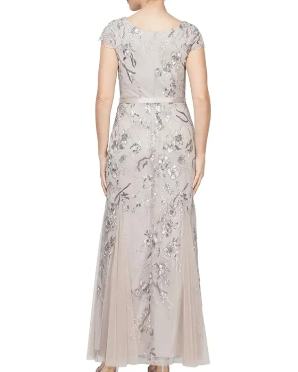 Alex Evenings Long Embroidered Dress with Godet | Women Plus Size | Dresses