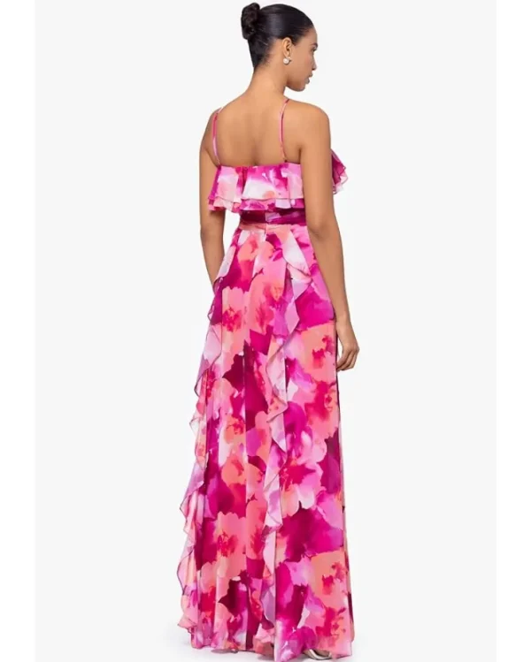 XSCAPE Long High Multi Chifon Print Flower | Women Plus Size