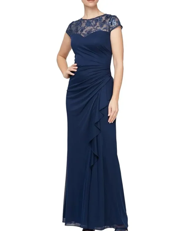 Alex Evenings Long Mesh Dress | Women Plus Size